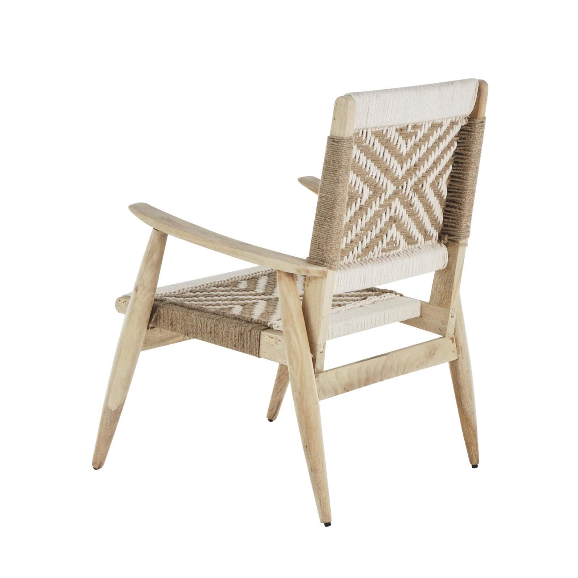 32" White Jute Rope with Brown Mango Wooden Handmade Frame Chair